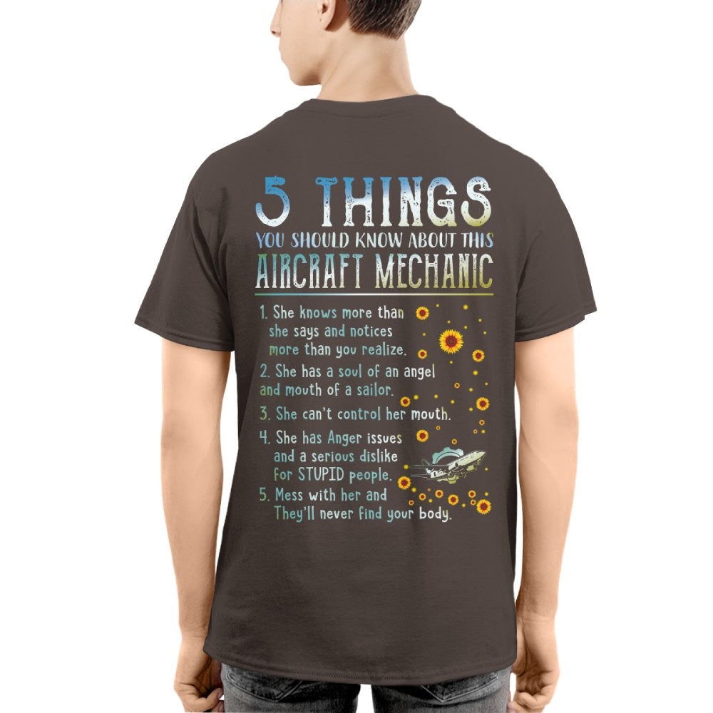 5 Things About Her - Aircraft Mechanic Female Quote T-Shirt, Hoodie & More - grunx260804-0054