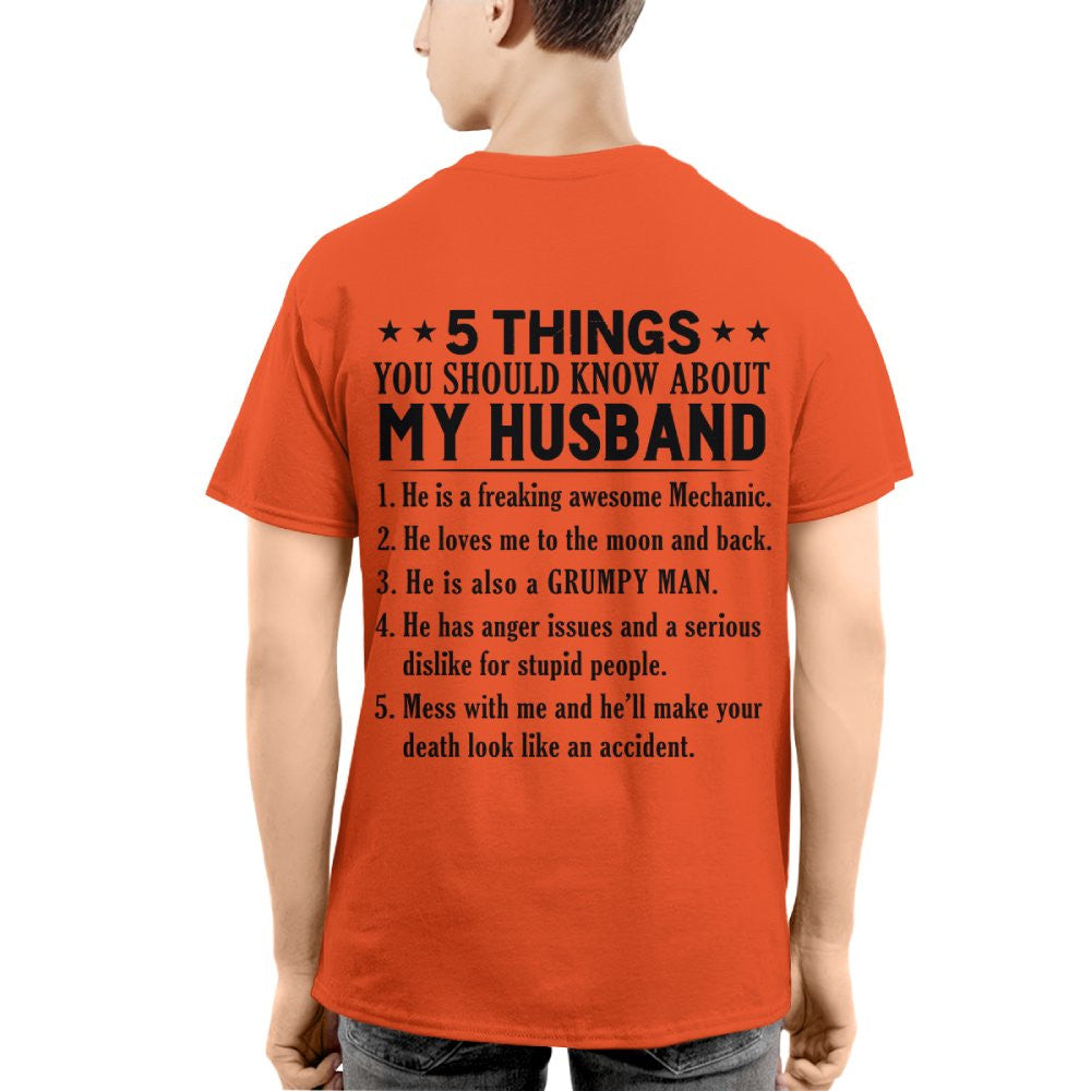 5 Things You Should Know About My Husband Mechanic Apparel - Funny Gift T-Shirt, Hoodie & More - grunx260804-0024
