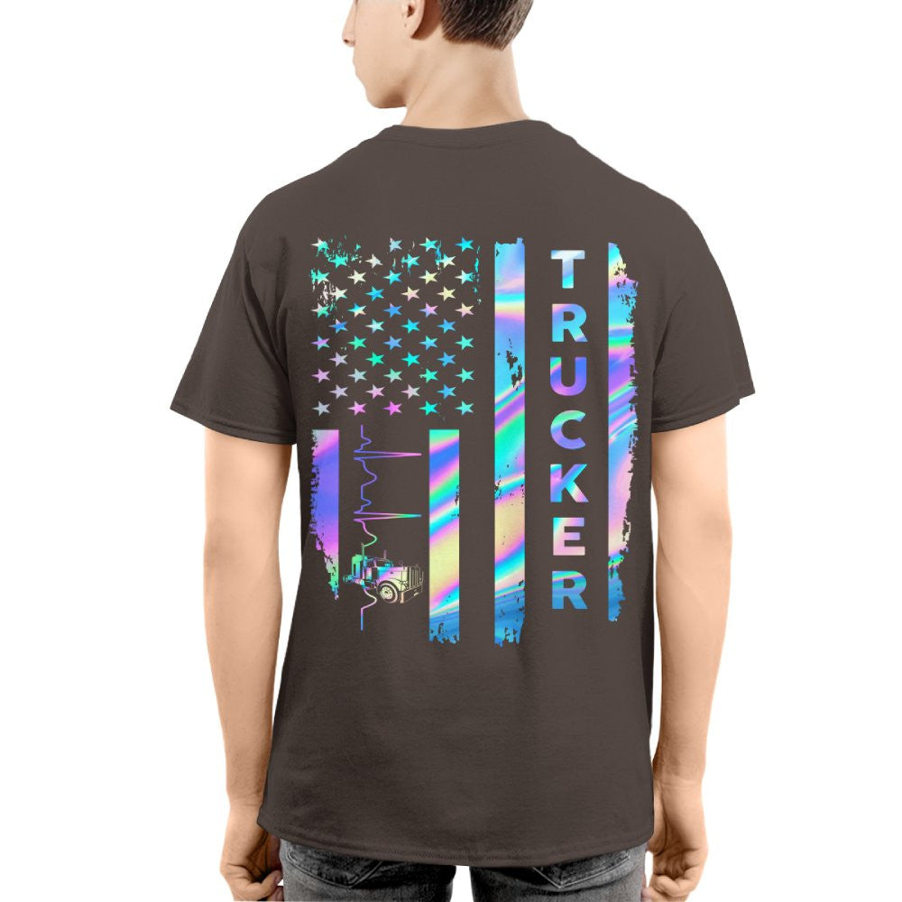 American Flag Holographic - Trucker Pride T-Shirt Hoodie & More - grunx260804-0151