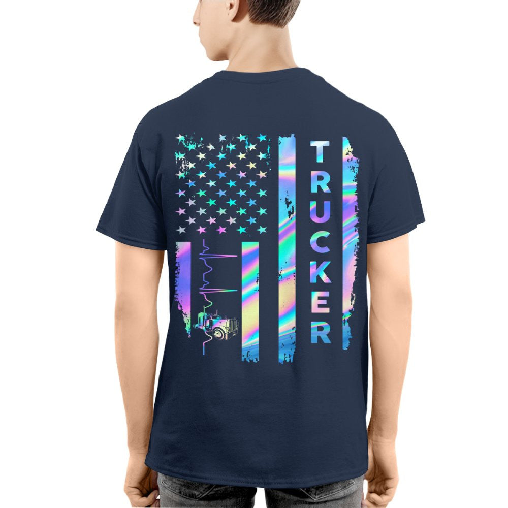 American Flag Holographic - Trucker Pride T-Shirt Hoodie & More - grunx260804-0151