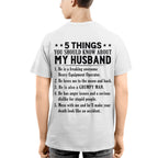 5 Things You Should Know About My Husband Heavy Equipment Operator Apparel - Funny Gift T-Shirt, Hoodie & More - grunx260804-0023