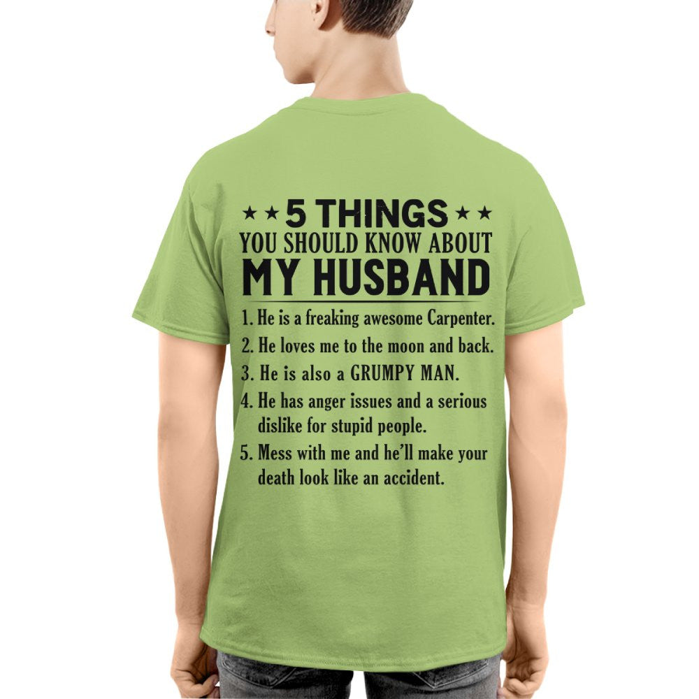 5 Things You Should Know About My Husband Carpenter Apparel - Funny Gift T-Shirt, Hoodie & More - grunx260804-0022