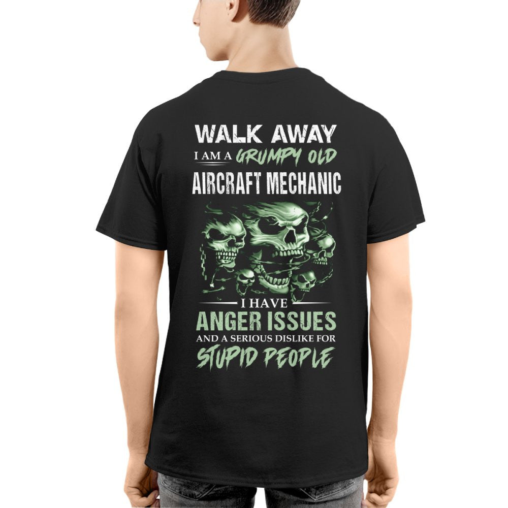 Grumpy Anger Issues - Aircraft Mechanic Skull Warning T-Shirt, Hoodie & More - grunx260804-0178