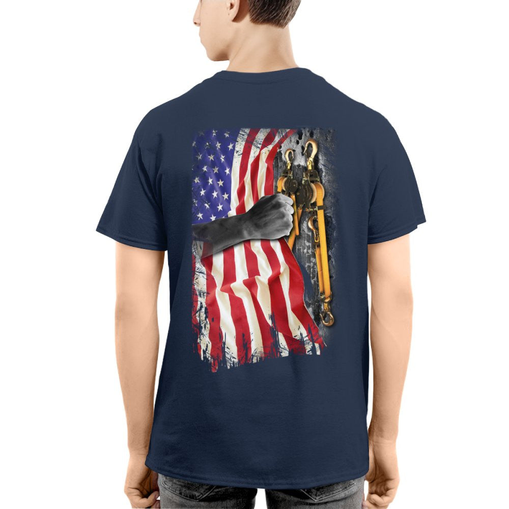 American Flag Fist Binder - Patriotic Lineman Apparel T-Shirt, Hoodie & More - grunx260804-0144