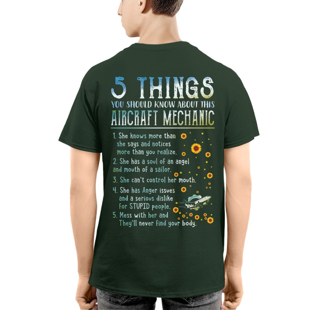 5 Things About Her - Aircraft Mechanic Female Quote T-Shirt, Hoodie & More - grunx260804-0054
