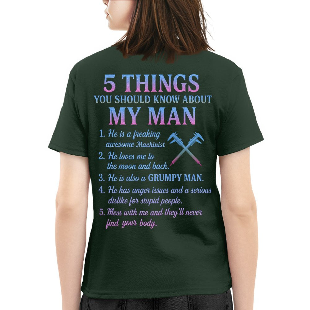 5 Things About My Machinist Man - Funny Love Quote T-Shirt, Hoodie & More - grunx260804-0002
