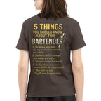 5 Things You Should Know About This Bartender - Funny Quote T-Shirt, Hoodie & More - grunx260804-0038