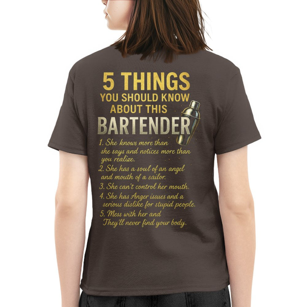 5 Things You Should Know About This Bartender - Funny Quote T-Shirt, Hoodie & More - grunx260804-0038
