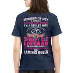 Assuming I'm Just A Woman - Grumpy Lineman Wife Quote T-Shirt Hoodie & More - grunx260804-0208