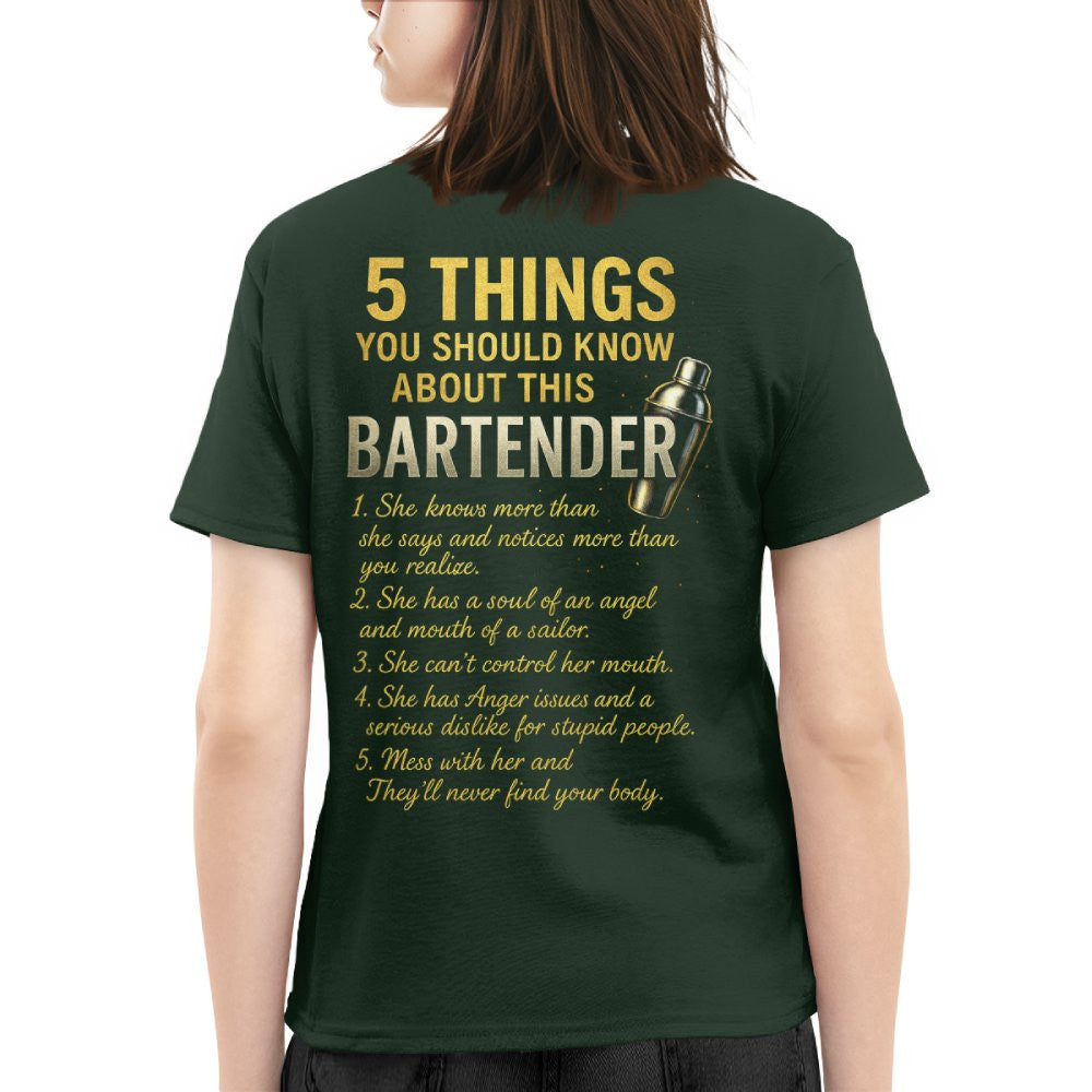 5 Things You Should Know About This Bartender - Funny Quote T-Shirt, Hoodie & More - grunx260804-0038
