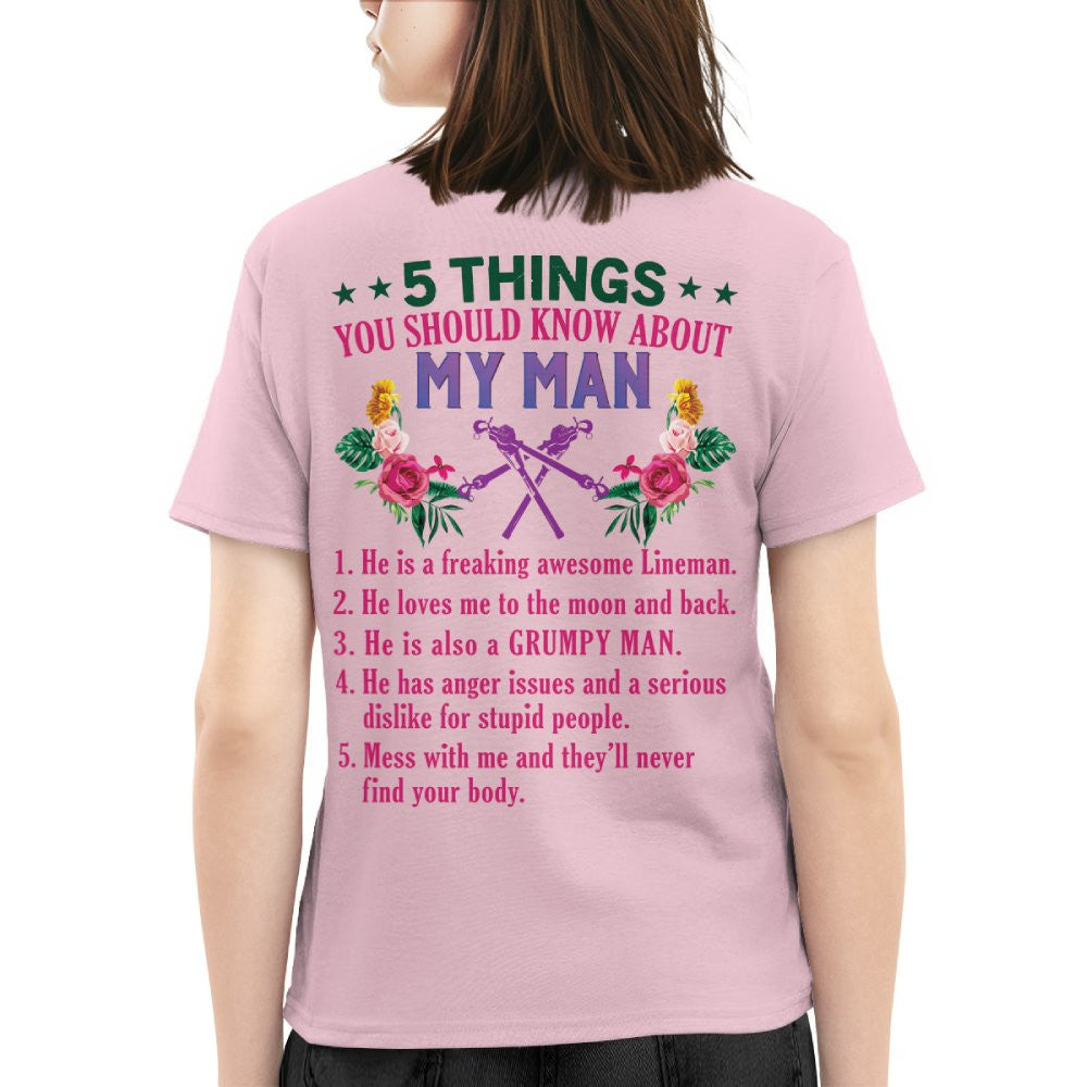 5 Things You Should Know - Lineman Husband Humor T-Shirt, Hoodie & More - grunx260804-0043
