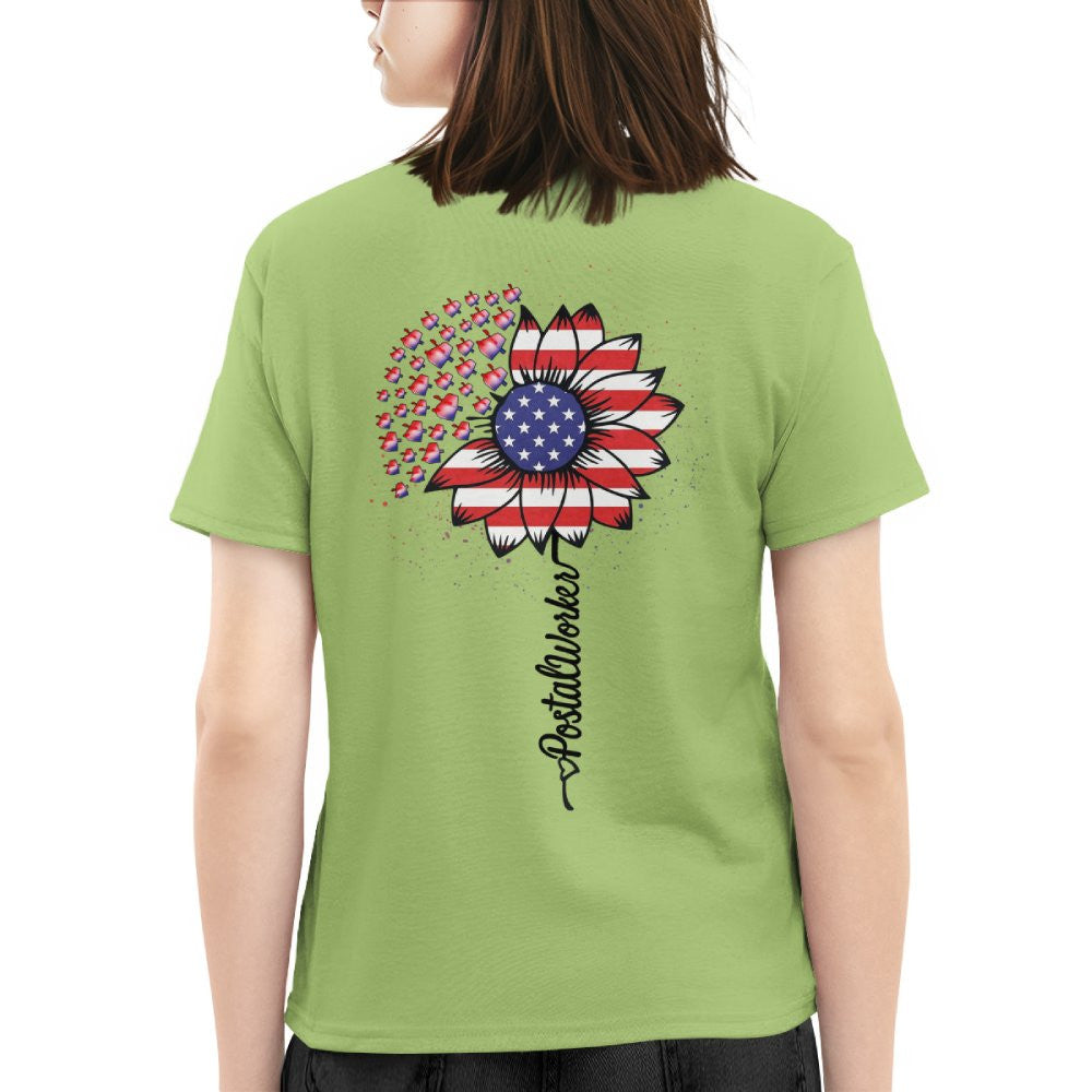 American Flag Flower Postal Worker Apparel - Patriotic T-Shirt, Hoodie & More - grunx260804-0149