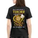 Christ Strengthens Her - Faith Teacher Gold Heart T-Shirt, Hoodie & More - grunx260804-0096