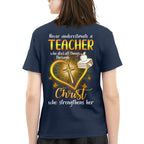 Christ Strengthens Her - Faith Teacher Gold Heart T-Shirt, Hoodie & More - grunx260804-0096