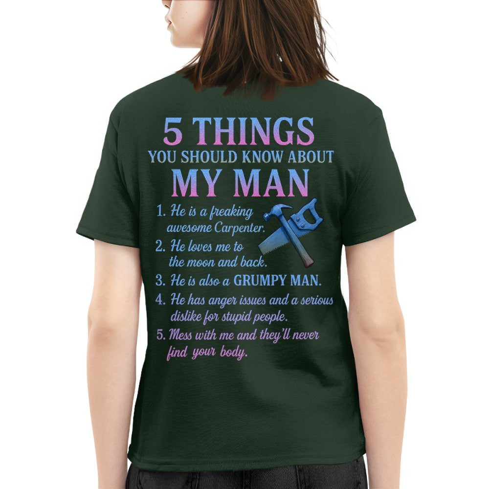 5 Things About My Man - Funny Carpenter T-Shirt, Hoodie & More - grunx260804-0003
