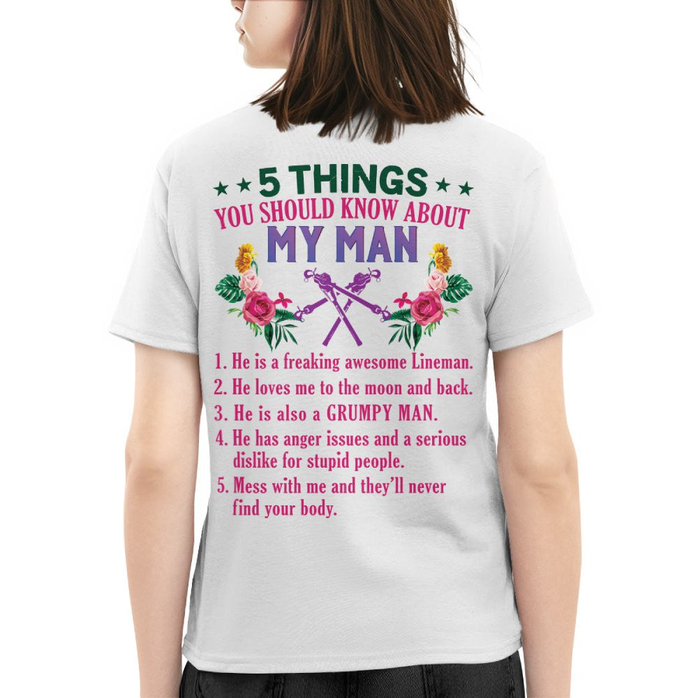 5 Things You Should Know - Lineman Husband Humor T-Shirt, Hoodie & More - grunx260804-0043
