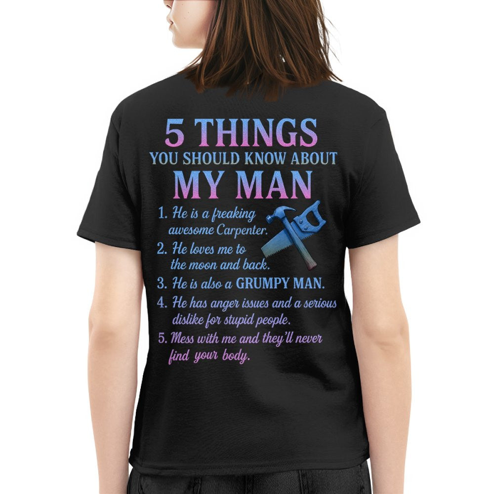 5 Things You Should Know About My Man Hoodie - Funny Carpenter Gift for Her - grunx260804-0028