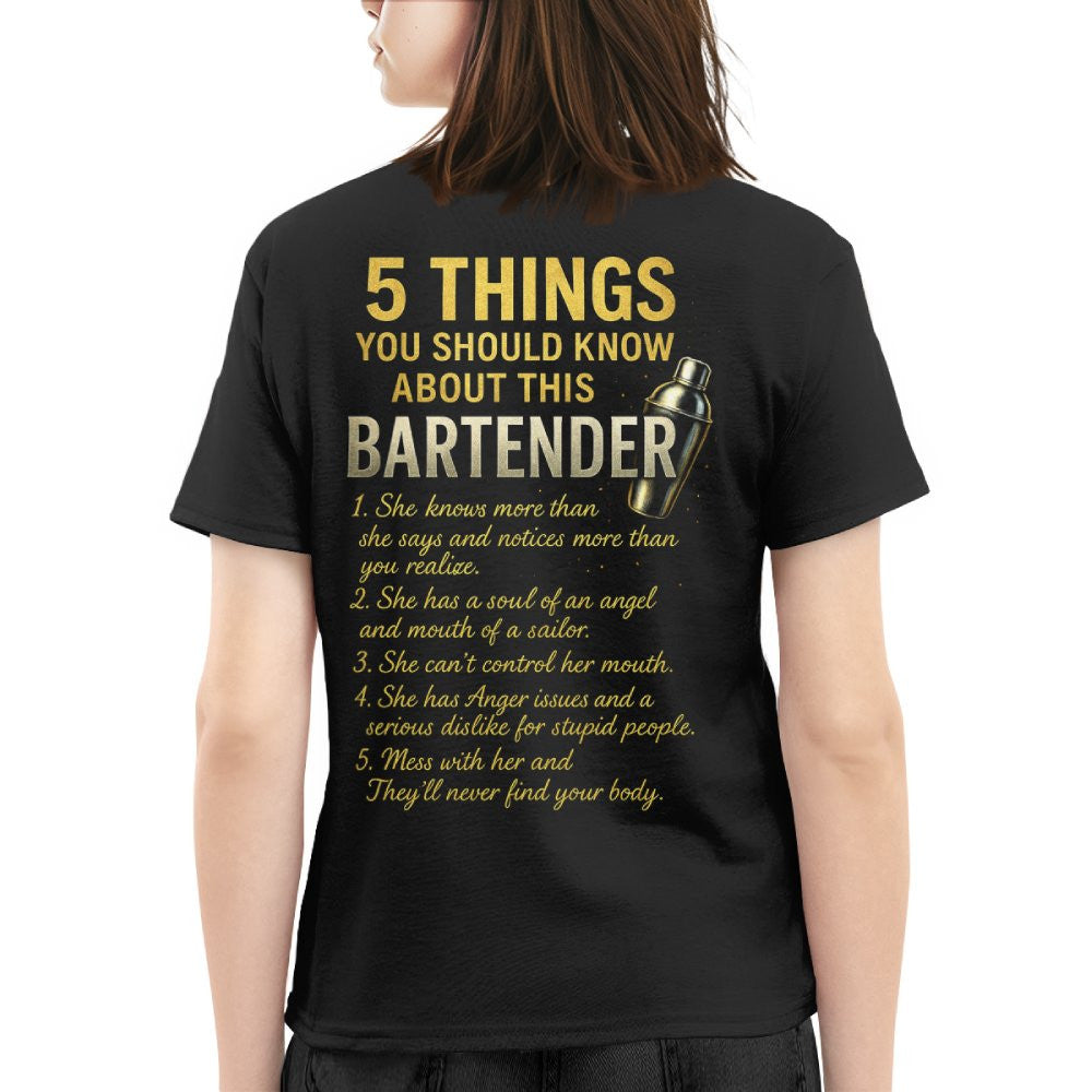 5 Things You Should Know About This Bartender - Funny Quote T-Shirt, Hoodie & More - grunx260804-0038