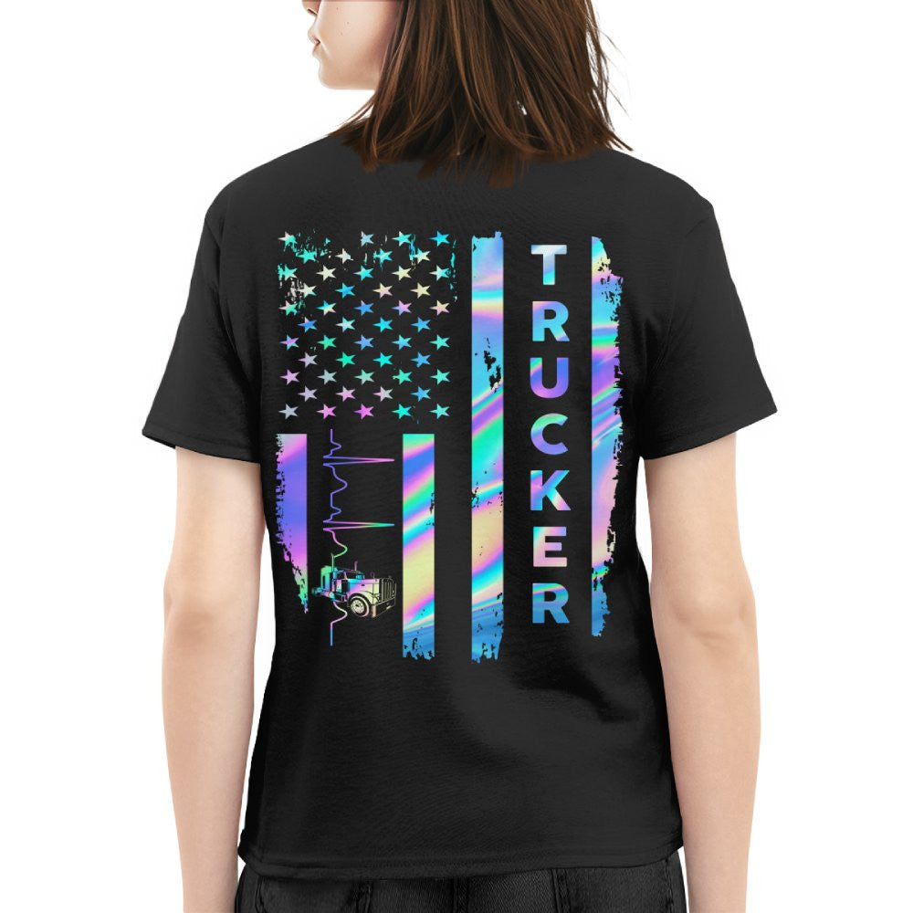 American Flag Holographic - Trucker Pride T-Shirt Hoodie & More - grunx260804-0151