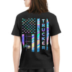 American Flag Holographic - Trucker Pride T-Shirt Hoodie & More - grunx260804-0151
