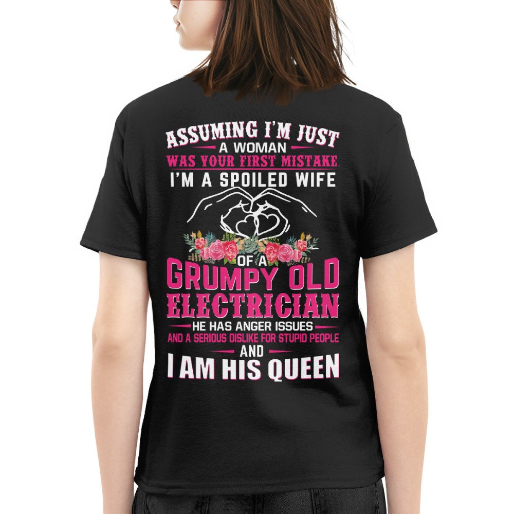 Assuming I'm Just A Woman - Electrician Wife Pride T-Shirt, Hoodie & More - grunx260804-0206