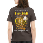 Christ Strengthens Her - Faith Teacher Gold Heart T-Shirt, Hoodie & More - grunx260804-0096