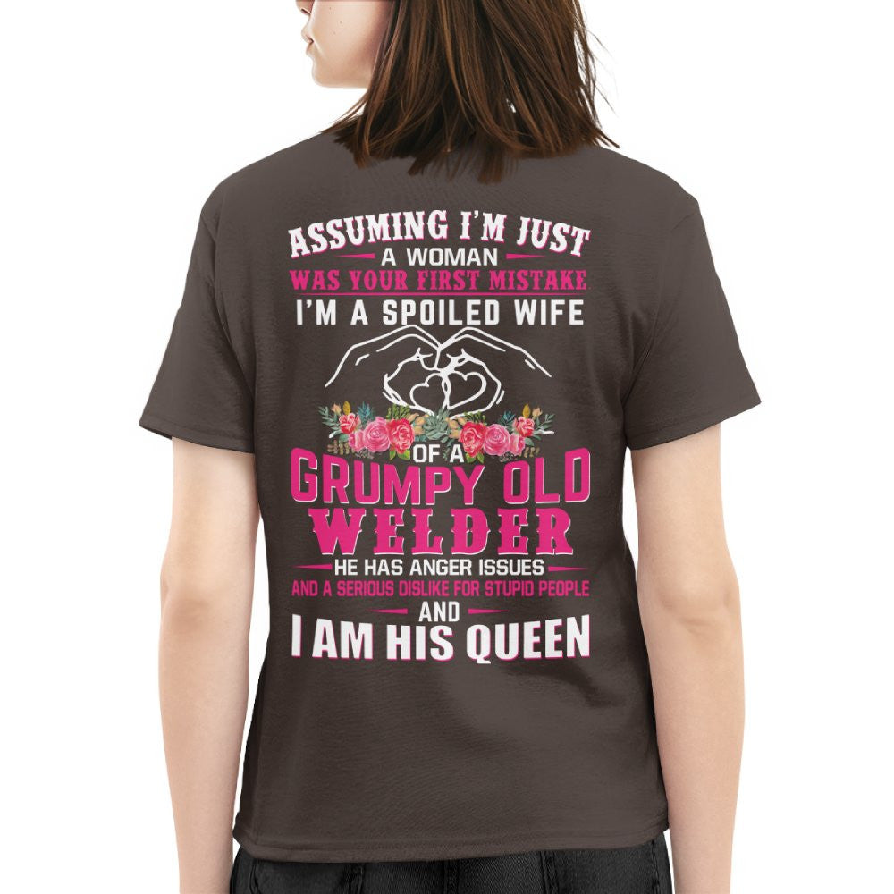 Assuming I'm Just A Woman - Grumpy Welder Wife Quote T-Shirt Hoodie & More - grunx260804-0212