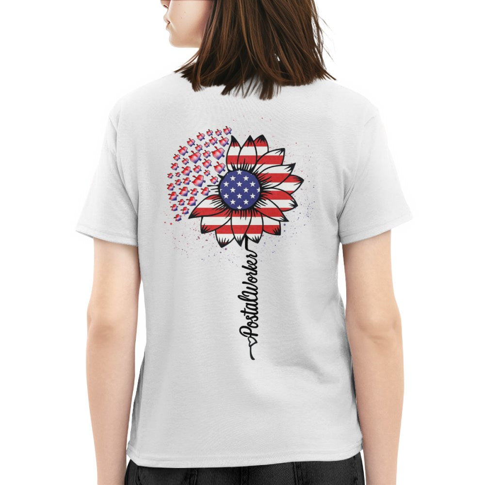 American Flag Flower Postal Worker Apparel - Patriotic T-Shirt, Hoodie & More - grunx260804-0149