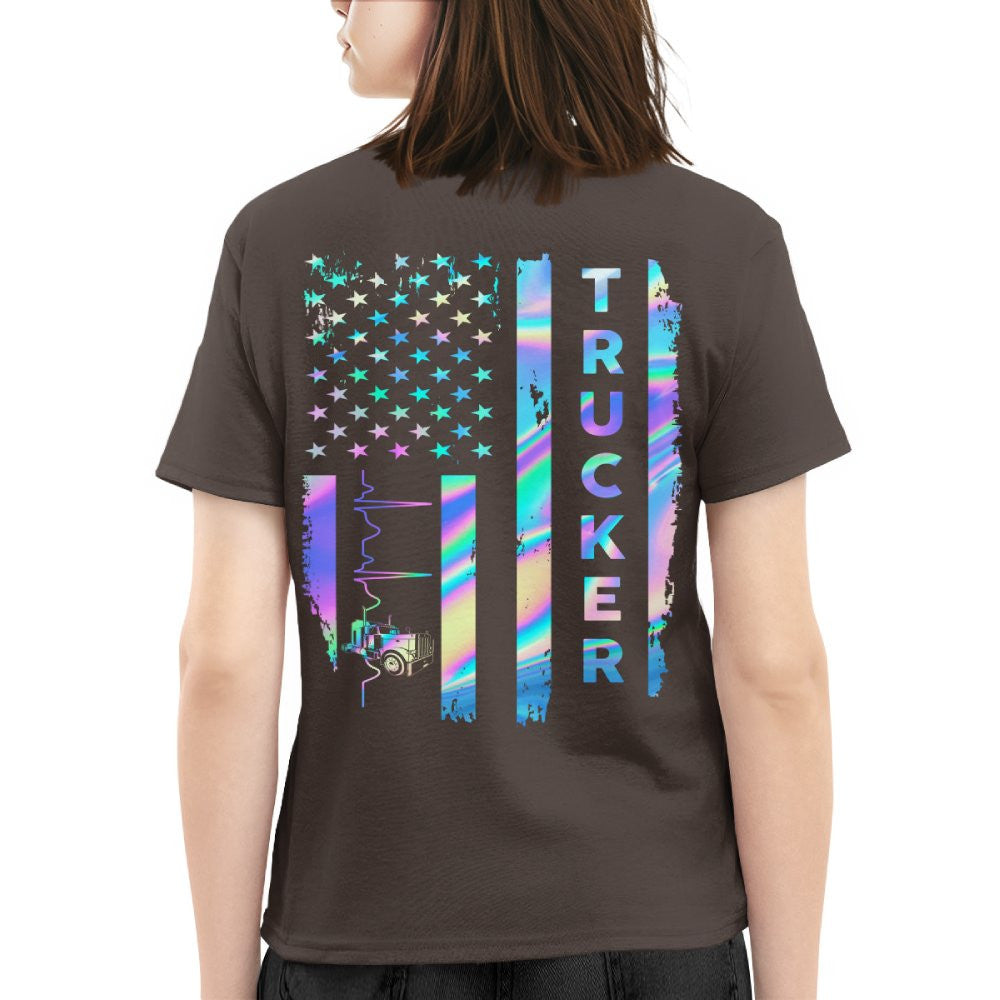 American Flag Holographic - Trucker Pride T-Shirt Hoodie & More - grunx260804-0151