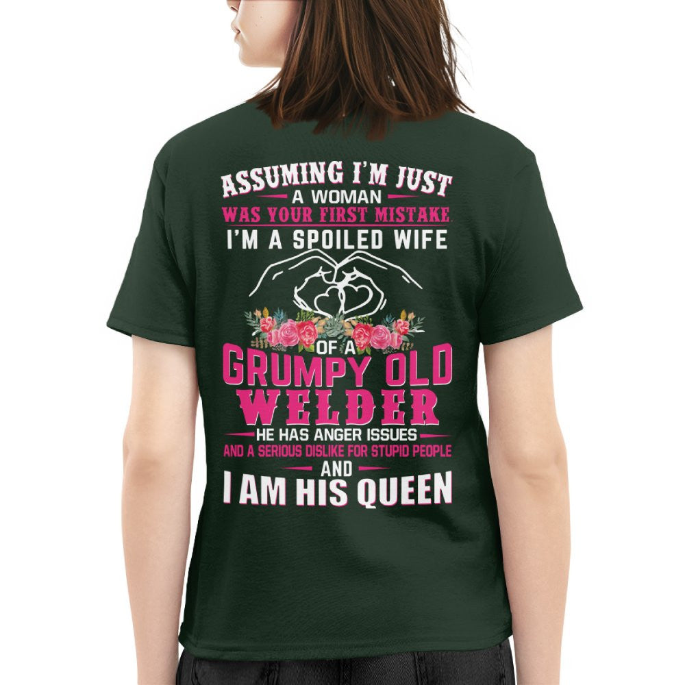 Assuming I'm Just A Woman - Grumpy Welder Wife Quote T-Shirt Hoodie & More - grunx260804-0212