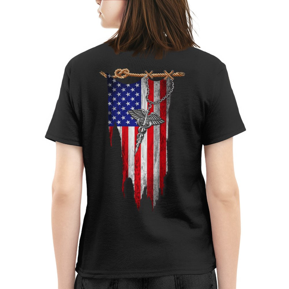 American Flag Caduceus Nurse Apparel - Patriotic T-Shirt Hoodie & More - grunx260804-0142