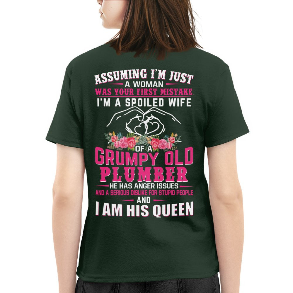 Assuming I'm Just A Woman - Grumpy Plumber Wife Quote T-Shirt Hoodie & More - grunx260804-0211