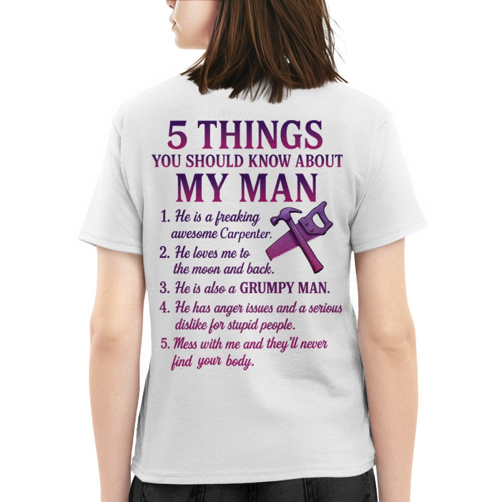 5 Things About My Carpenter Man Apparel - Funny Relationship T-Shirt, Hoodie & More - grunx260804-0001