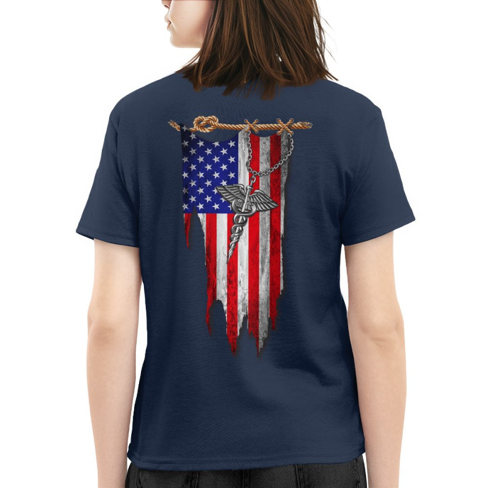 American Flag Caduceus Nurse Apparel - Patriotic T-Shirt Hoodie & More - grunx260804-0142