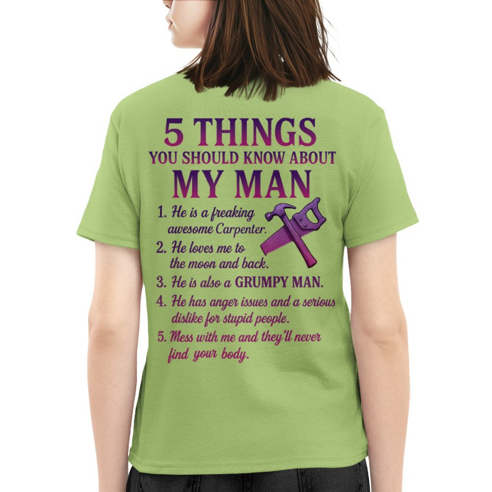 5 Things About My Carpenter Man Apparel - Funny Relationship T-Shirt, Hoodie & More - grunx260804-0001