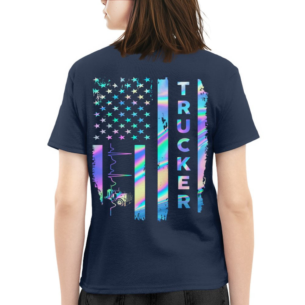 American Flag Holographic - Trucker Pride T-Shirt Hoodie & More - grunx260804-0151