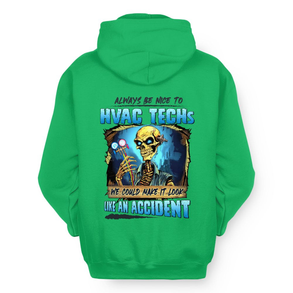 Always Be Nice HVAC Tech Apparel - Funny Skull T-Shirt, Hoodie & More - grunx260804-0099
