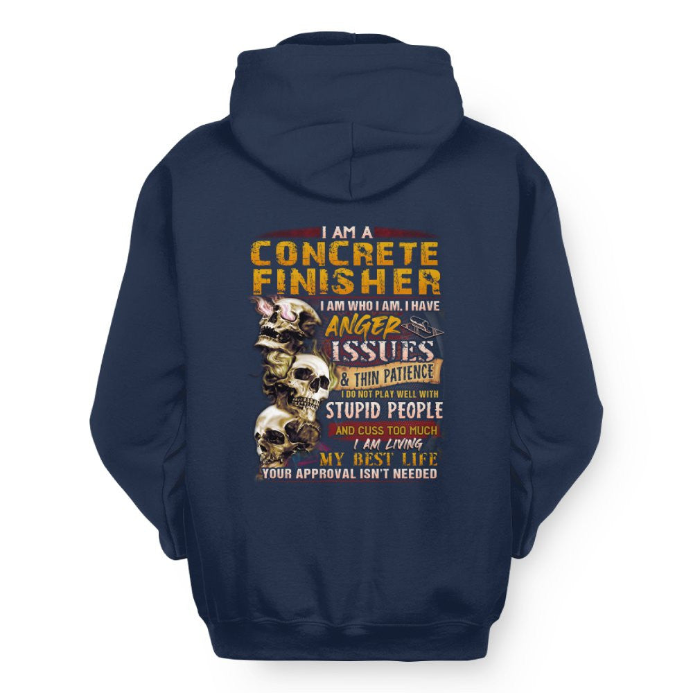 Anger Issues Concrete Finisher Apparel - Skull Attitude Tee Hoodie & More - grunx260804-0171