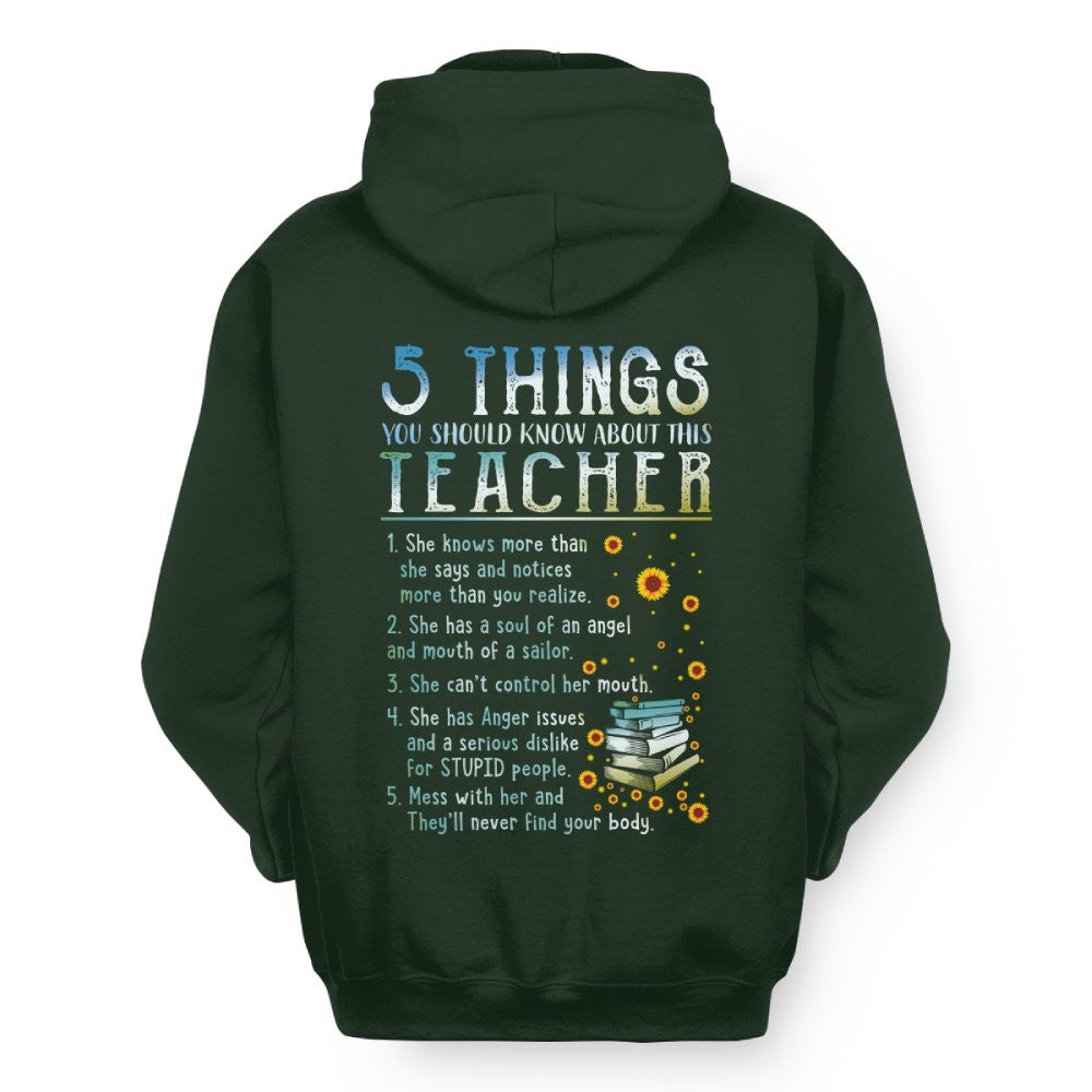 5 Things List - Bold Funny Teacher Statement T-Shirt, Hoodie & More - grunx260804-0058