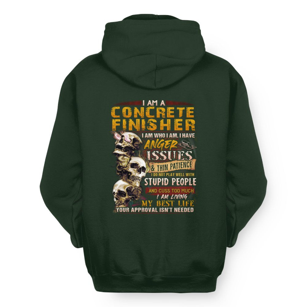 Anger Issues Concrete Finisher Apparel - Skull Attitude Tee Hoodie & More - grunx260804-0171