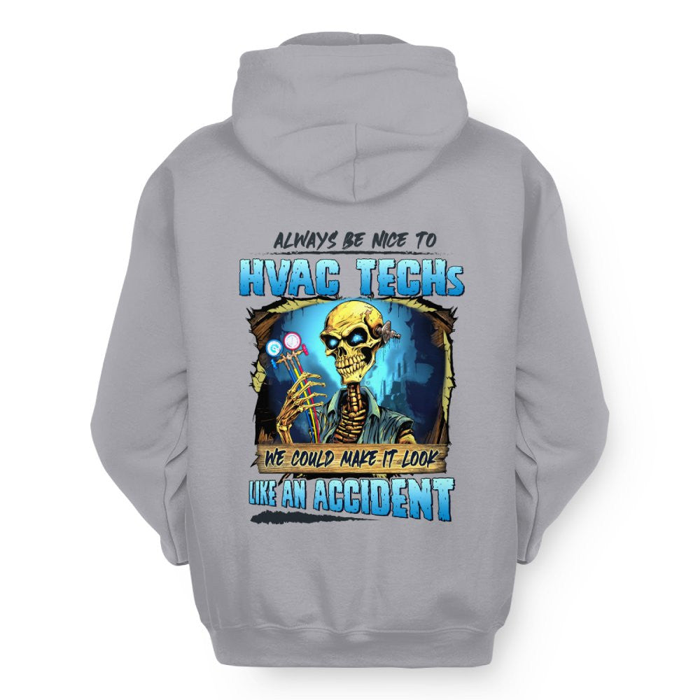 Always Be Nice HVAC Tech Apparel - Funny Skull T-Shirt, Hoodie & More - grunx260804-0099