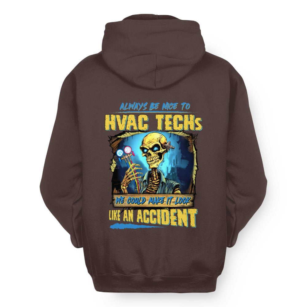 Always Be Nice HVAC Tech Apparel - Funny Skeleton T-Shirt Hoodie & More - grunx260804-0098
