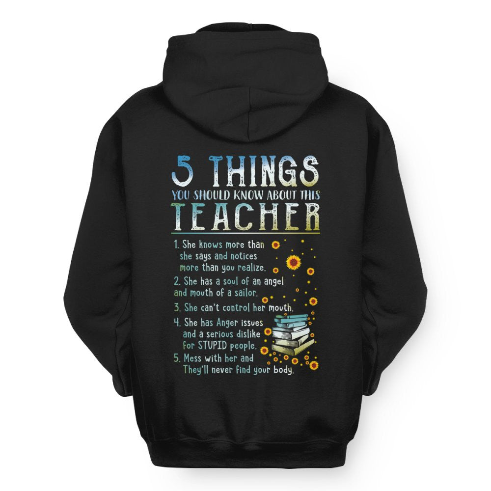 5 Things List - Bold Funny Teacher Statement T-Shirt, Hoodie & More - grunx260804-0058