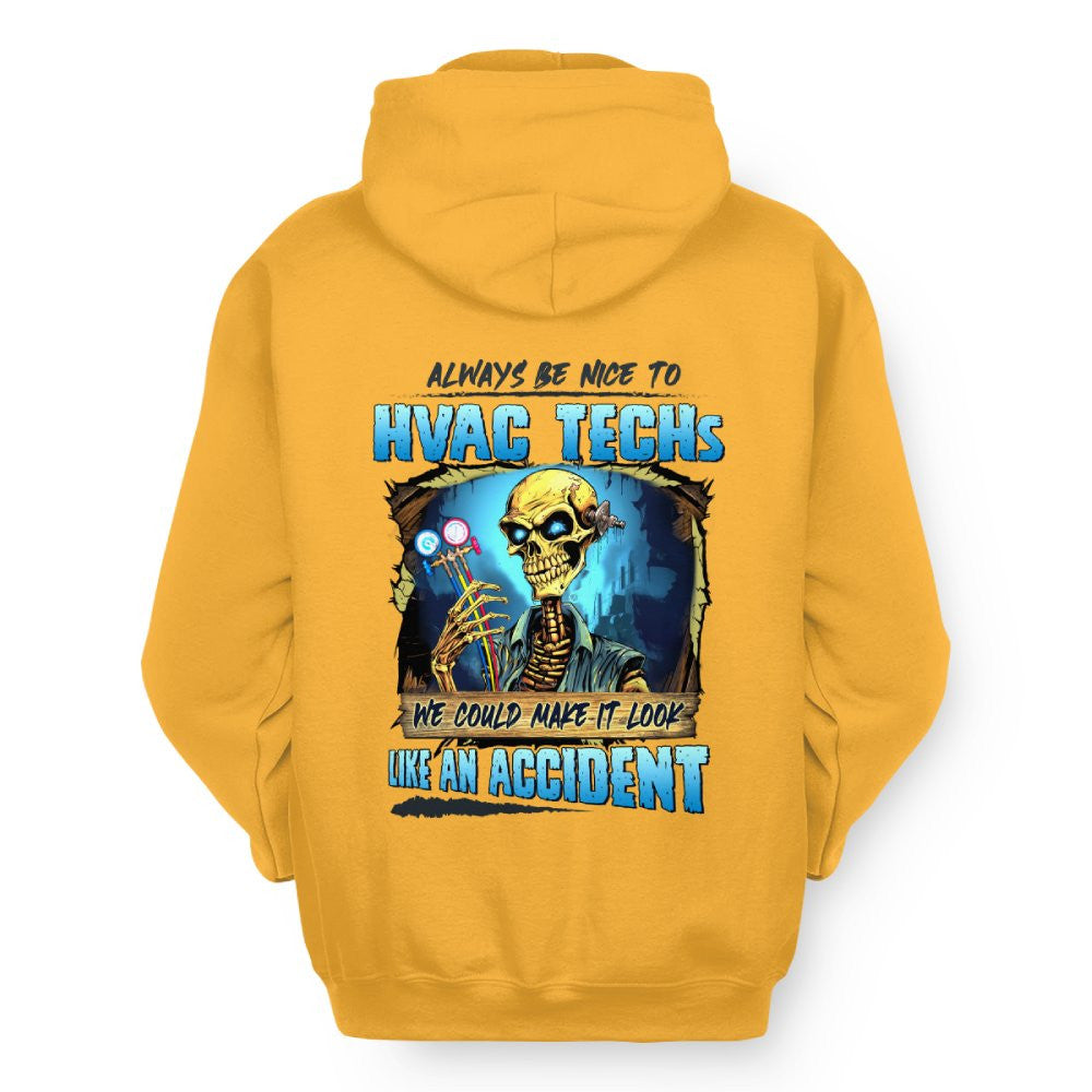 Always Be Nice HVAC Tech Apparel - Funny Skull T-Shirt, Hoodie & More - grunx260804-0099