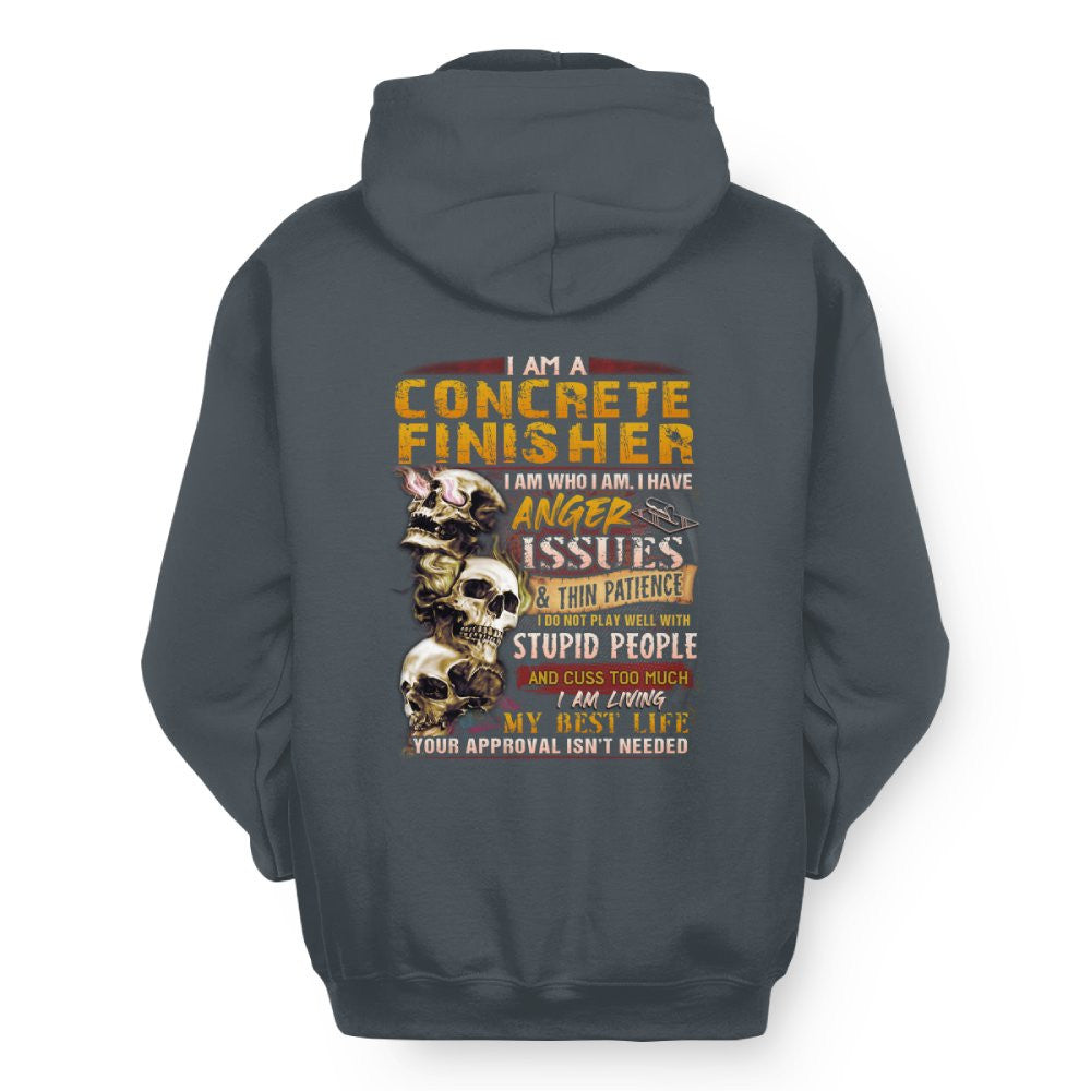 Anger Issues Concrete Finisher Apparel - Skull Attitude Tee Hoodie & More - grunx260804-0171
