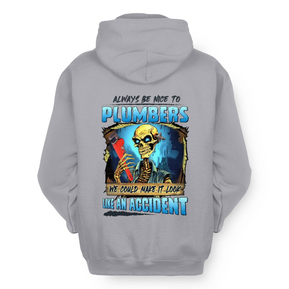 Always Be Nice Plumbers Apparel - Funny Skull T-Shirt, Hoodie & More - grunx260804-0102