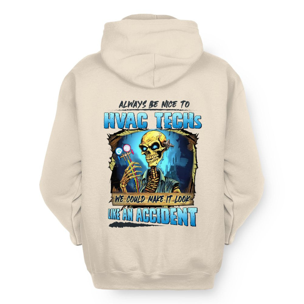 Always Be Nice HVAC Tech Apparel - Funny Skull T-Shirt, Hoodie & More - grunx260804-0099