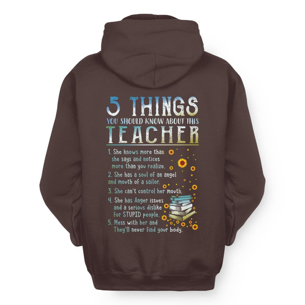 5 Things List - Bold Funny Teacher Statement T-Shirt, Hoodie & More - grunx260804-0058