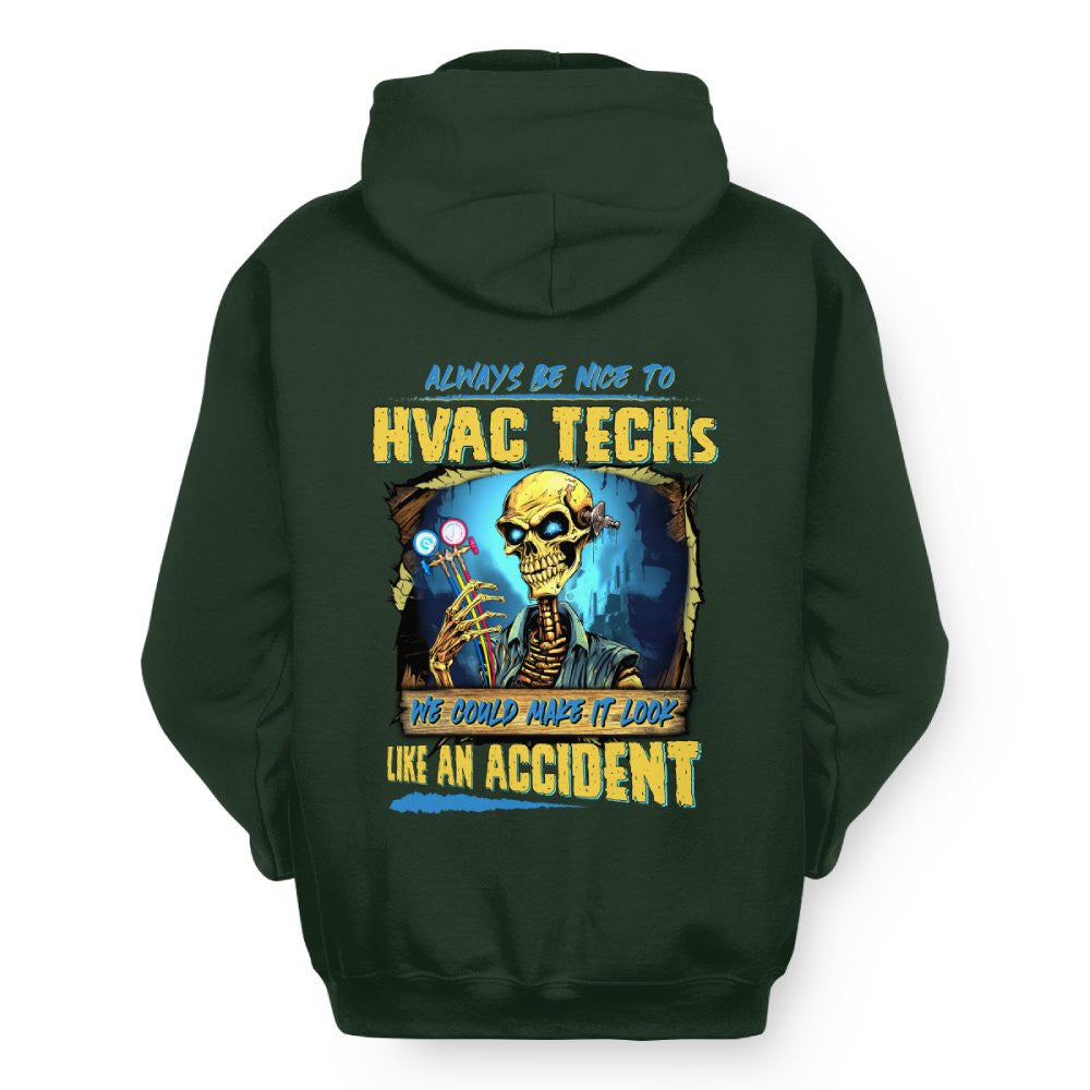 Always Be Nice HVAC Tech Apparel - Funny Skeleton T-Shirt Hoodie & More - grunx260804-0098