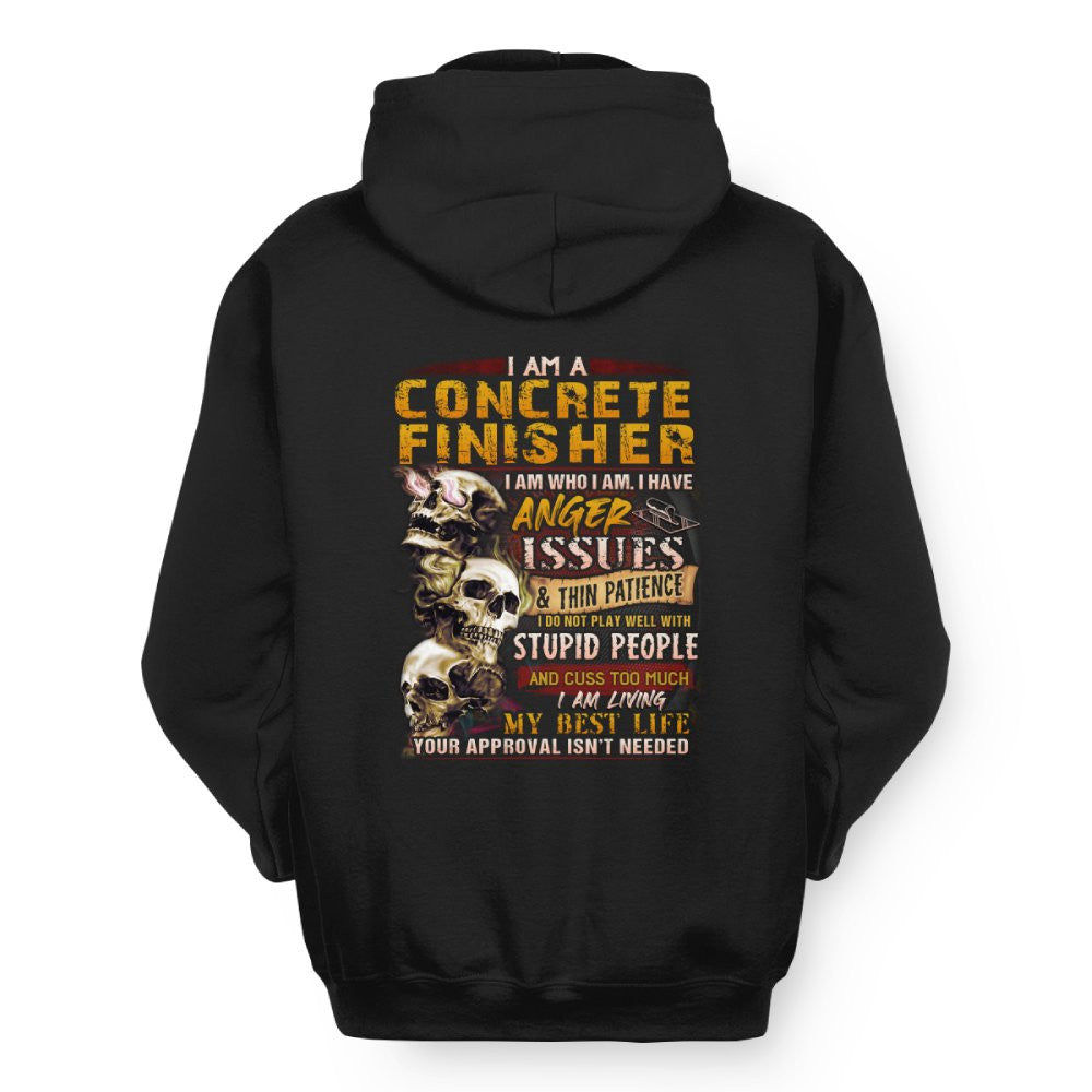 Anger Issues Concrete Finisher Apparel - Skull Attitude Tee Hoodie & More - grunx260804-0171